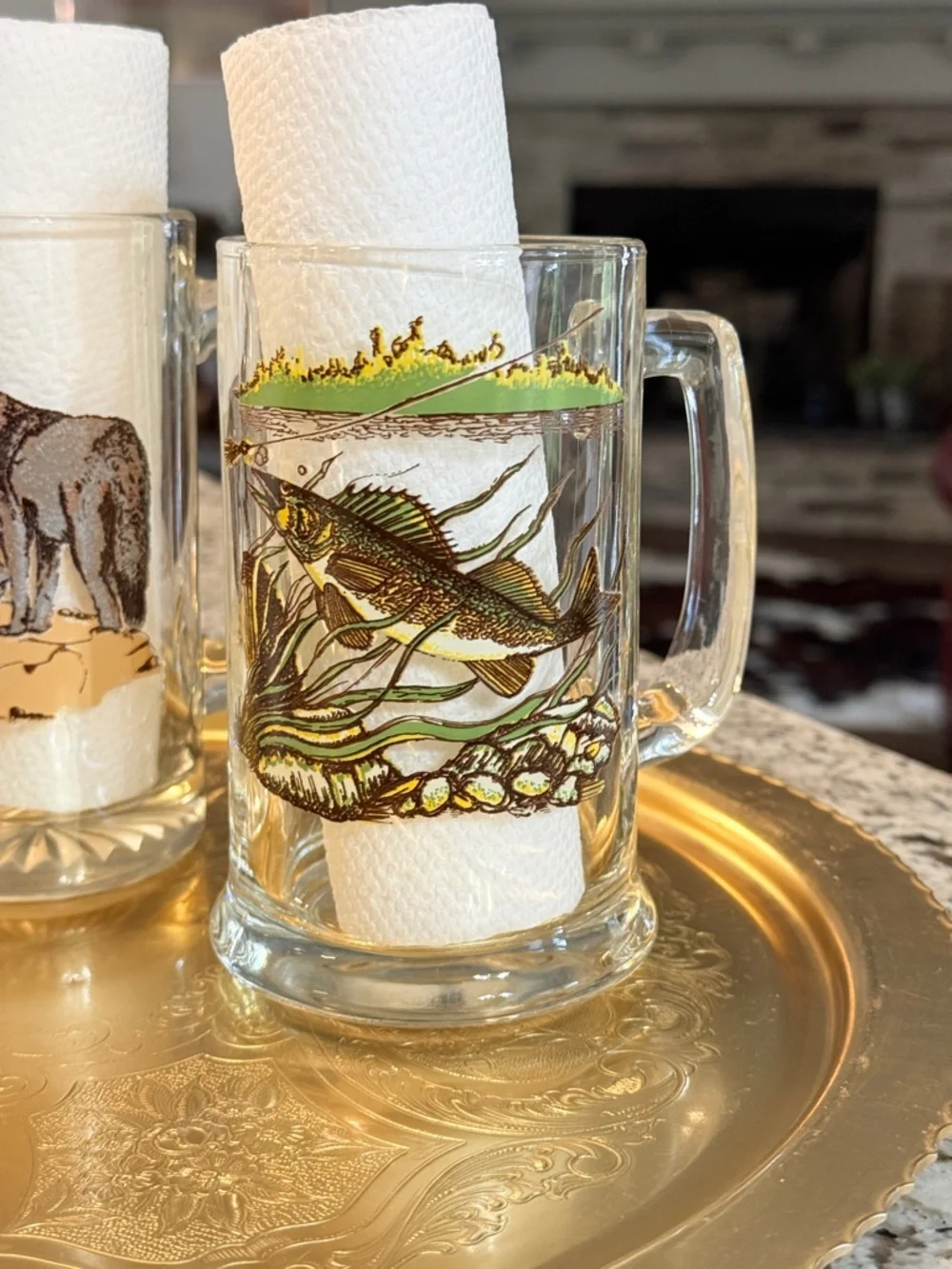 Vintage Schmidt Collector Series Glass Beer Mugs and Gold Tray - Picture 5 of 14